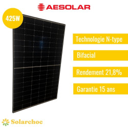 Panneau solaire AE SOLAR 425W Cadre noir Bifacial CMD-108BDS 