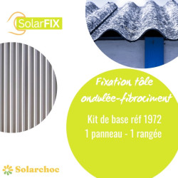 Kit SOLARFIX pour 1er panneau solaire sur toiture tôle ondulée/fibrociment pose portrait 