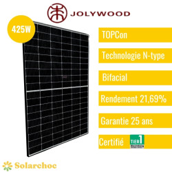 Panneau solaire JOLYWOOD 425W Cadre noir HD108N 425