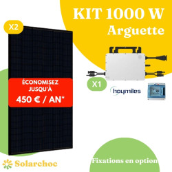 Kit solaire 1000W Autoconsommation 2 panneaux JOLYWOOD 500W + 1 micro-onduleur HOYMILES HMS1000W Arguette