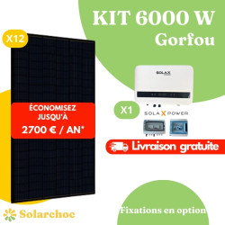 Kit solaire 6000W Autoconsommation 12 panneaux solaires JOLYWOOD 500W + 1 onduleur SOLAX X1 BOOST 6.0 monophasé Gorfou