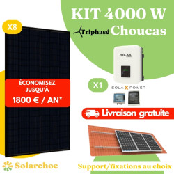 Kit solaire 4000W Autoconsommation 8 panneaux JOLYWOOD 500W + 1 onduleur SOLAX X3 MIC 4.0T Choucas