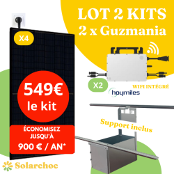 Lot 2 Kits solaires 2000W (2x1000W) Plug&Play 4 panneaux JOLYWOOD 500W + 2 micro-onduleurs HOYMILES HMS1000W