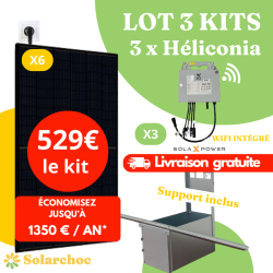 Lot 3 Kits solaires 3000W (3x1000W) Plug&Play  6 panneaux JOLYWOOD 500W+3 micro onduleurs SOLAX1000W Wifi intégréX1