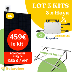 Lot 3 Kits solaires 3000W Plug&Play 6 panneaux JOLYWOOD 500W + 3 micro onduleurs HOYMILES HMS1000W2Twifi intégré