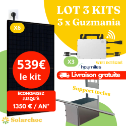 LOT 3 Kits solaires 3000W (3x1000W) Plug&Play 6 panneaux JOLYWOOD 500W + 3 micro-onduleurs HOYMILES HMS1000W