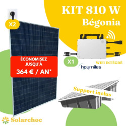 Kit solaire 810W Plug&Play Autoconsommation 2 panneaux JOLYWOOD 405W + 1 micro-onduleur HOYMILES HMS800W Wifi intégré Bégonia