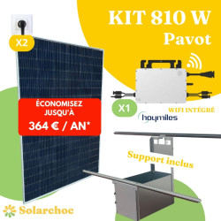 Kit solaire 810W Plug&Play Autoconsommation 2 panneaux solaires JOLYWOOD 405W + 1 micro-onduleur HOYMILES HMS800W Pavot