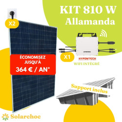 Kit solaire 810W Plug&Play Autoconsommation 2 panneaux solaires JOLYWOOD 405W+1 micro-onduleur HYPONTECH HMS800C Allamanda