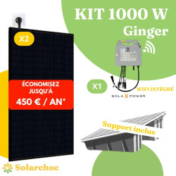 Kit solaire 1000W Plug&Play Autoconsommation 2 panneaux solaires JOLYWOOD 500W + 1 micro-onduleur SOLAX 1000W Ginger