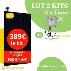 Lot 2 Kits solaires 2000W (2x1000W) Plug&Play 4 panneaux JOLYWOOD 500W + 2 micro onduleurs SOLAX 1000W wifi intégré X1