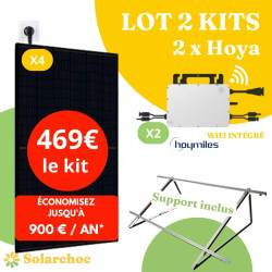 Lot 2 Kits solaires 2000W Plug&Play 4 panneaux JOLYWOOD 500W + 2 micro onduleurs HOYMILES HMS1000W2Twifi intégré