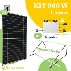 Kit solaire 960W Plug&Play Autoconsommation 2 panneaux LEAPTON 480W + 1 micro onduleur HOYMILES HMS1000W2T Wifi intégré Carica