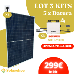 LOT 3 Kits solaires 2430W Plug&Play 6 panneaux solaires JOLYWOOD 405W + 3 micro-onduleurs Hypontech HMS800C