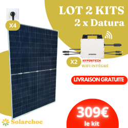 LOT 2 Kits solaires 1620W Plug&Play 4 panneaux solaires JOLYWOOD 405W + 2 micro-onduleurs Hypontech HMS800C