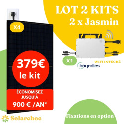 Lot 2 Kits solaires 2000W (2x1000W) Plug&Play 4 panneaux JOLYWOOD 500W + 2 micro onduleurs HOYMILES HMS1000W 2T Wifi intégré