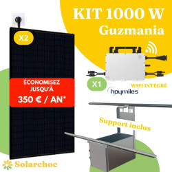 Kit solaire 1000W Plug&Play Autoconsommation 2 panneaux JOLYWOOD 500W + 1micro onduleur HOYMILES HMS1000W2Twifi intégré Guzmamia