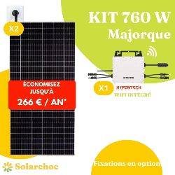 Kit solaire 760W Plug&Play Autoconsommation 2 panneaux 380W + 1 micro onduleur HYPONTECH HMS800-C  wifi intégré Majorque