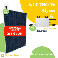 Kit solaire 760W Plug&Play Autoconsommation 2 panneaux 380W au choix +1 micro onduleur HOYMILES HMS800W 2T wifi intégré Alysse