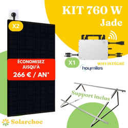 Kit solaire 760W Plug&Play Autoconsommation 2 panneaux JOLYWOOD 380W + 1 micro onduleur HOYMILES HMS800W 2T wifi intégré Jade