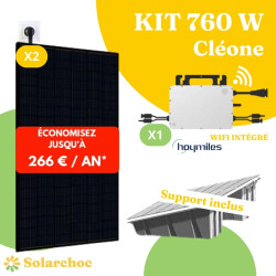 Kit solaire 760W Plug&Play Autoconsommation 2 panneaux JOLYWOOD 380W + 1 micro onduleur HOYMILES HMS800W 2T wifi intégré Cléone