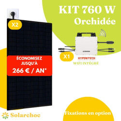 Kit solaire 760W Plug&Play Autoconsommation 2 panneaux solaires JOLYWOOD 380W+1 micro-onduleur HYPONTECH HMS800C Orchidée