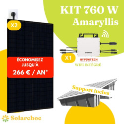 Kit solaire 760W Plug&Play Autoconsommation 2 panneaux solaires JOLYWOOD 380W+1 micro-onduleur HYPONTECH HMS800C Amaryllis