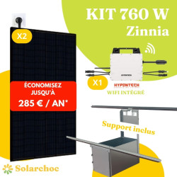 Kit solaire 760W Plug&Play Autoconsommation 2 panneaux solaires JOLYWOOD 380W+1 micro-onduleur HYPONTECH HMS800C Zinnia