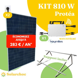 Kit solaire 810W Plug&Play Autoconsommation 2 panneaux solaires JOLYWOOD 405W+1micro-onduleur HOYMILES HMS800Wifi intégré Protéa