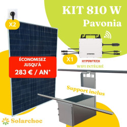 Kit solaire 810W Plug&Play Autoconsommation 2 panneaux solaires JOLYWOOD 405W+1 micro-onduleur HYPONTECH HMS800C Pavonia