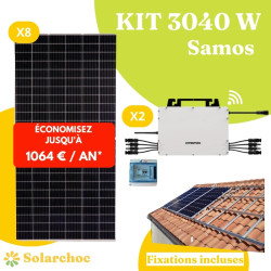 Kit solaire 3040W Autoconsommation 8 panneaux solaires JOLYWOOD 380W + 2 micro-onduleurs HYPONTECH Samos