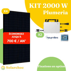 Kit solaire 2000W Autoconsommation 4 panneaux JOLYWOOD 500W + 2 micro-onduleurs HOYMILES HMS1000 Wifi ou Radio 2T Plumeria