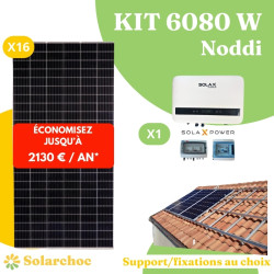 Kit solaire 6080W Autoconsommation 16 panneaux solaires JOLYWOOD 380W + 1 onduleur SOLAX X1 BOOST 6.0 monophasé Noddi