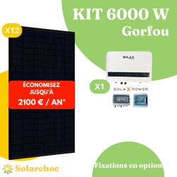 Kit solaire 6000W Autoconsommation 12 panneaux solaires JOLYWOOD 500W + 1 onduleur SOLAX X1 BOOST 6.0 monophasé Gorfou