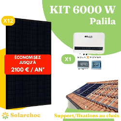 Kit solaire 6000W Autoconsommation 12 panneaux solaires JOLYWOOD 500W + 1 onduleur SOLAX X1 BOOST 6.0 monophasé Palila