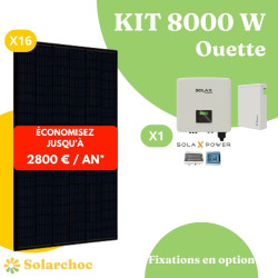 Kit solaire 8000W Autoconsommation 16 panneaux DMEGC 500W + 1 onduleur hybride SOLAX X1 7,5.0D Ouette