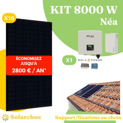 Kit solaire 8000W Autoconsommation 16 panneaux JOLYWOOD 500W + 1 onduleur hybride SOLAX X1 7,5.0D Néa