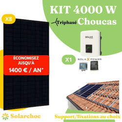 Kit solaire 4000W Autoconsommation 8 panneaux JOLYWOOD 500W + 1 onduleur SOLAX X3 MIC 4.0T Choucas