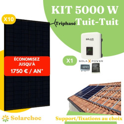 Kit solaire 5000W Autoconsommation 10 panneaux JOLYWOOD 500W + 1 onduleur SOLAX X3 MIC 5.0T Tuit-Tuit