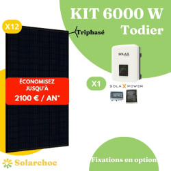 Kit solaire 6000W Autoconsommation 12 panneaux JOLYWOOD 500W + 1 onduleur SOLAX X3 MIC 6.0T Todier