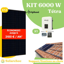 Kit solaire 6000W Autoconsommation 12 panneaux JOLYWOOD 500W + 1 onduleur SOLAX X3 MIC 6.0T Tétra