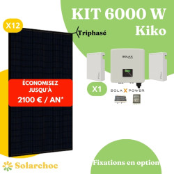 Kit solaire 6000W Autoconsommation 12 panneaux JOLYWOOD 500W + 1 onduleur hybride SOLAX X3 6.0D Kiko