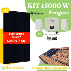 Kit solaire 15000W Autoconsommation 30 panneaux DMEGC 500W + 1 onduleur hybride SOLAX X3 15.0D Frégate