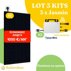 Lot 3 Kits solaires 3000W (3x1000W) Plug&Play 6 panneaux JOLYWOOD 500W + 3 micro onduleurs HOYMILES HMS1000W 2T Wifi intégré