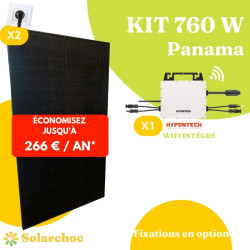 Kit solaire 760W Plug&Play Autoconsommation 2 panneaux 380W + 1 micro onduleur HYPONTECH HMS800-C  wifi intégré Panama