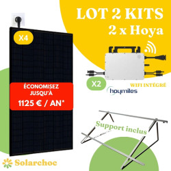 Lot 2 Kits solaires 2000W Plug&Play 4 panneaux JOLYWOOD 500W + 2 micro onduleurs HOYMILES HMS1000W2Twifi intégré