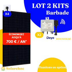 Lot 2 Kits solaires 2000W (2x1000W) Plug&Play Autoconsommation 4 panneaux JOLYWOOD 500W + 2 micro onduleurs DEYE 1000W Barbade