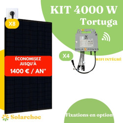 Kit solaire 4000W Autoconsommation 8 panneaux solaires JOLYWOOD 500W + 4 micro-onduleurs SOLAX Tortuga