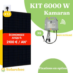 Kit solaire 6000W Autoconsommation 12 panneaux solaires JOLYWOOD 500W + 6 micro-onduleurs SOLAX Kamaran