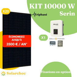 Kit solaire 10000W Autoconsommation 20 panneaux JOLYWOOD 500W + 1 onduleur SOLAX X3 MIC 10.0T Serin